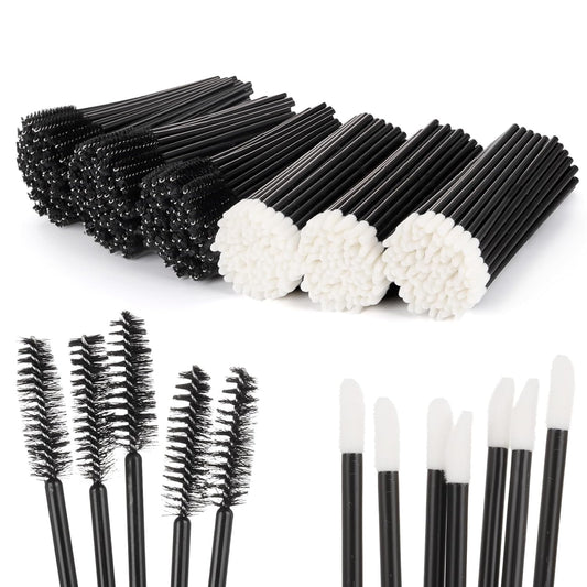 Tbestmax 600 Pcs Mascara Wands and Lip Brush, Black Lipstick Wands Eyebrow Spoolies Brush for Eyelash Extensions Disposable Makeup Applicator Beauty Tool Kits