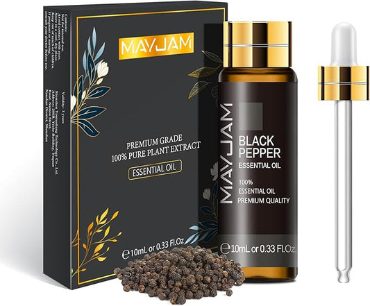 Black Pepper Essential Oil, MAYJAM 10ML/0.33FL.OZ Premium Black Pepper Oils for Soap Candle Making, Diffuser, Bedroom, Living Room, Office