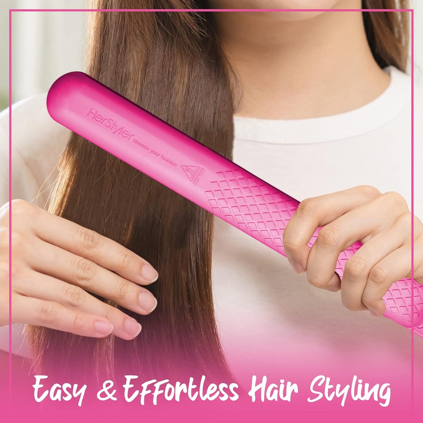 Herstyler Colorful Seasons Flat Iron - Travel Friendly Dual Voltage Flat Iron 1.25 inch - Ceramic Dual Voltage Hair Straightener - Pink Straightening Iron with Negative Ion Technology to Fight Frizz