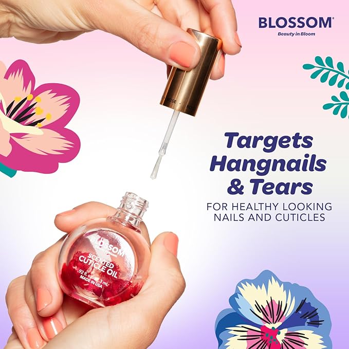 Blossom Cuticle Oil for Nails, Hydrating, Moisturizing, Scented Nail Oil Cuticle Care, Infused with Real Flowers, Made in USA, 0.92 fl. oz, Lavender
