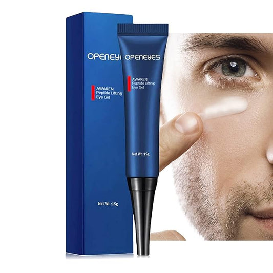 AKARY Awaken Peptide Depuffing Eye Gel, OPENEYES Lifts Firming Eye Tightener, Men's Moisturizing Eye Cream Hydrating Eye Gel Smooths Under Eyes for Dark Circles, Puffiness, Fine Lines, and Bags