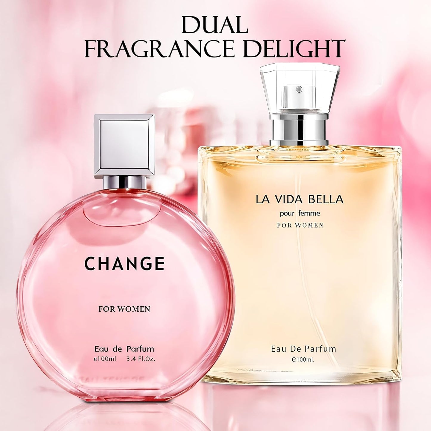 Women Perfume 2PCS Combo La Vida Bella/Change Women Eau De Parfum Long Lasting Fragrance 3.4 Fl Oz Spray Each for Daily Used