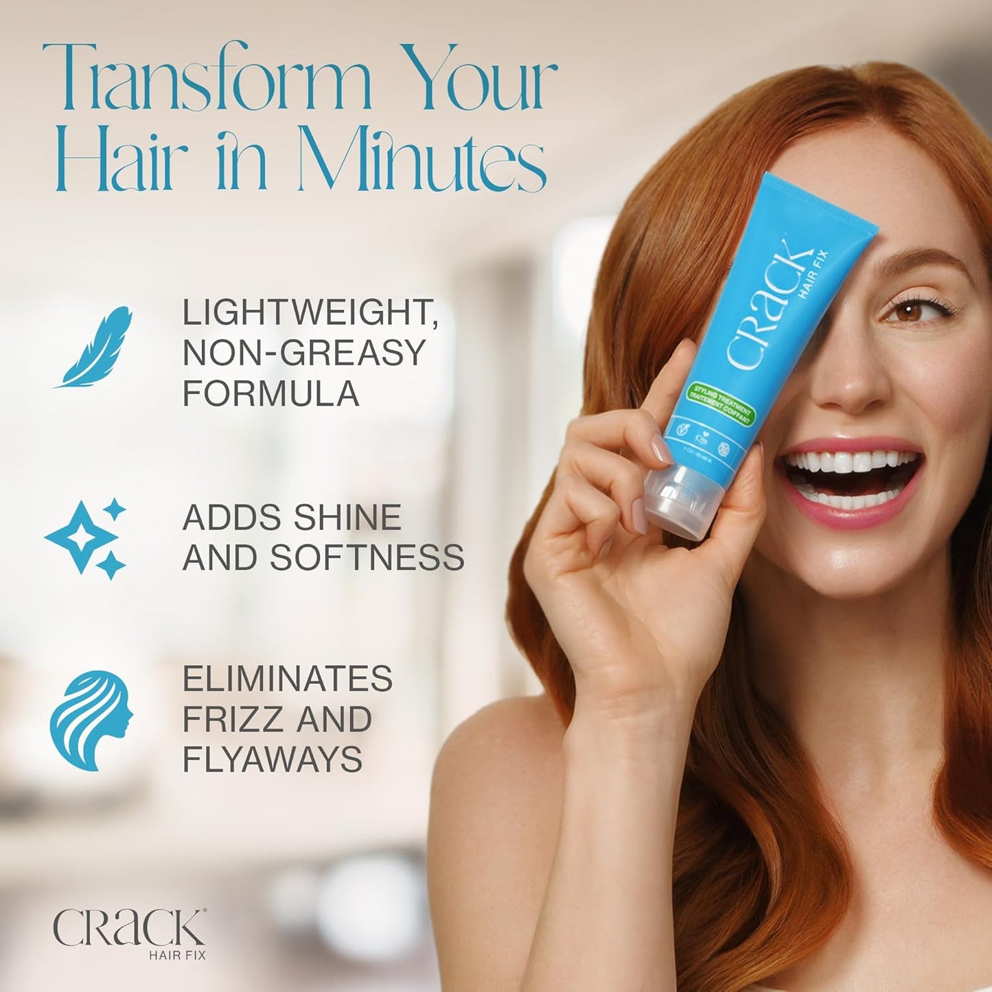 Crack HAIR FIX Styling Creme - Multi-Tasking, Anti-Frizz, Leave-In Styling Aid With Protection