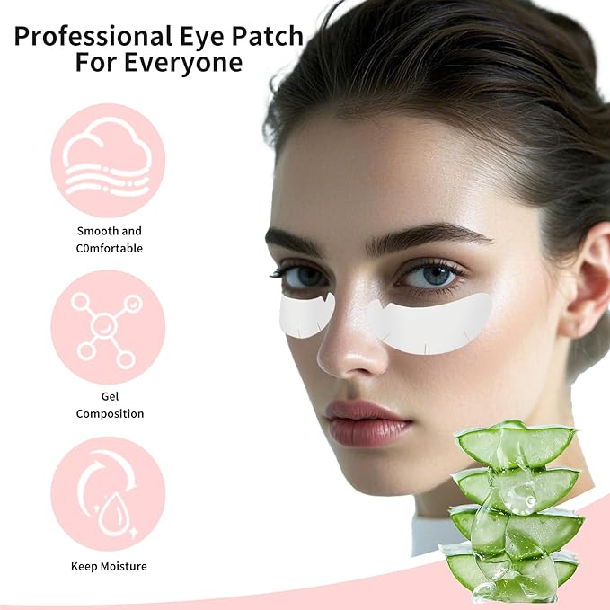 V-Shape Under Eye Pads, Eyelash Extension Natural Hydrogel Patch Lash Gel Pad for Extensions supplies, Professionals Beauty Makeup Mask Kit (Silver)