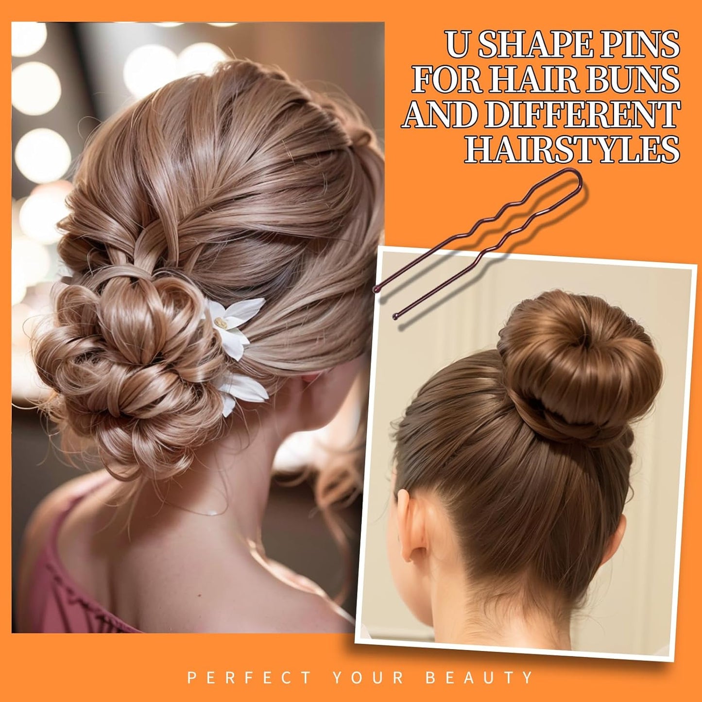 Teenitor 100Pcs Bobby Pins Bobby Pins for Women, Brown Bobby pins Hair Pins, Hair Pins for Women 2inch