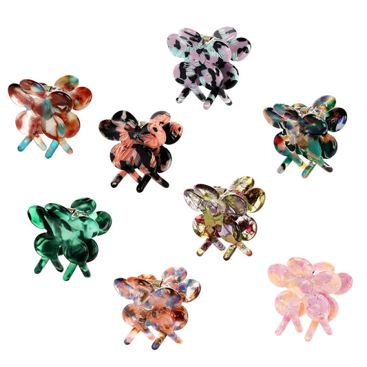 Cobahom 8 Pcs 1.26 Inch Flower Hair Clips Small Claw Clips, Vintage Hair Clips Cellulose Acetate Jaw Clamps for Thin Hair, Styling Accessories for Women, Multicolor
