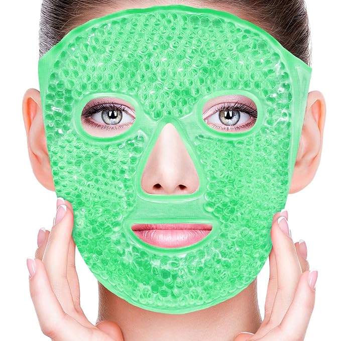 Cold Face Eye Masks Ice Face Mask Hot Cold Compress For Dark Circles, Puffiness, Migraines, Headache, Stress, Redness, Cooling Face Masks For Women Man, Skin Care