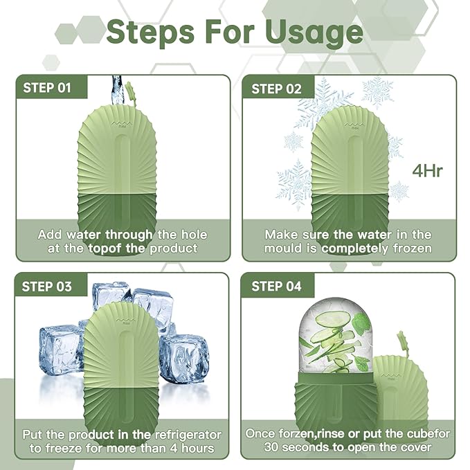 Ice Face Roller, Ice Cube Roller for Face，Facial Beauty Ice Roller Skin Care Tools,De-Puff Eye Bags, Reduce Migraine Pain（Green）