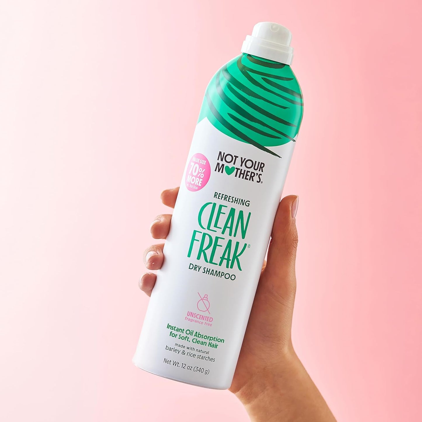 Not Your Mother's Value Pack Clean Freak Unscented Jumbo Dry Shampoo (2-Pack) - 12 oz Each - 70% More to Instantly Absorb Oil and Refresh Hair Between Washes - No Scent - For All Hair Types