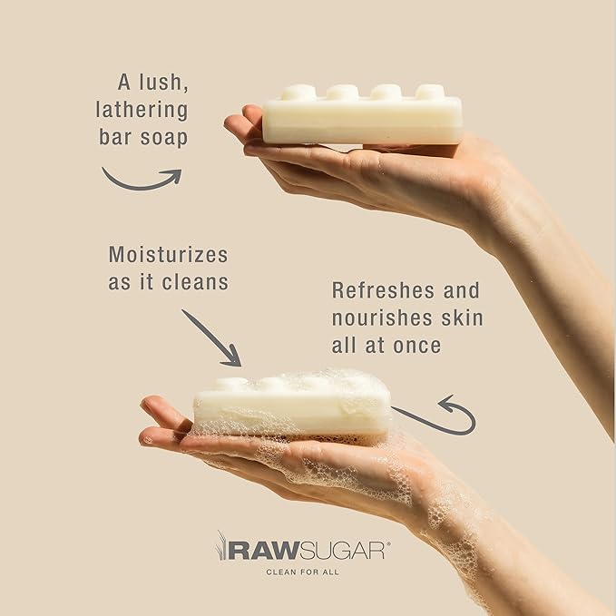 Raw Sugar Santal Body Love Bundle - Body Scrub, Body Lotion, Soap Bar, & Deodorant, Vegan and Cruelty Free, Formulated without Sulfates + Parabens