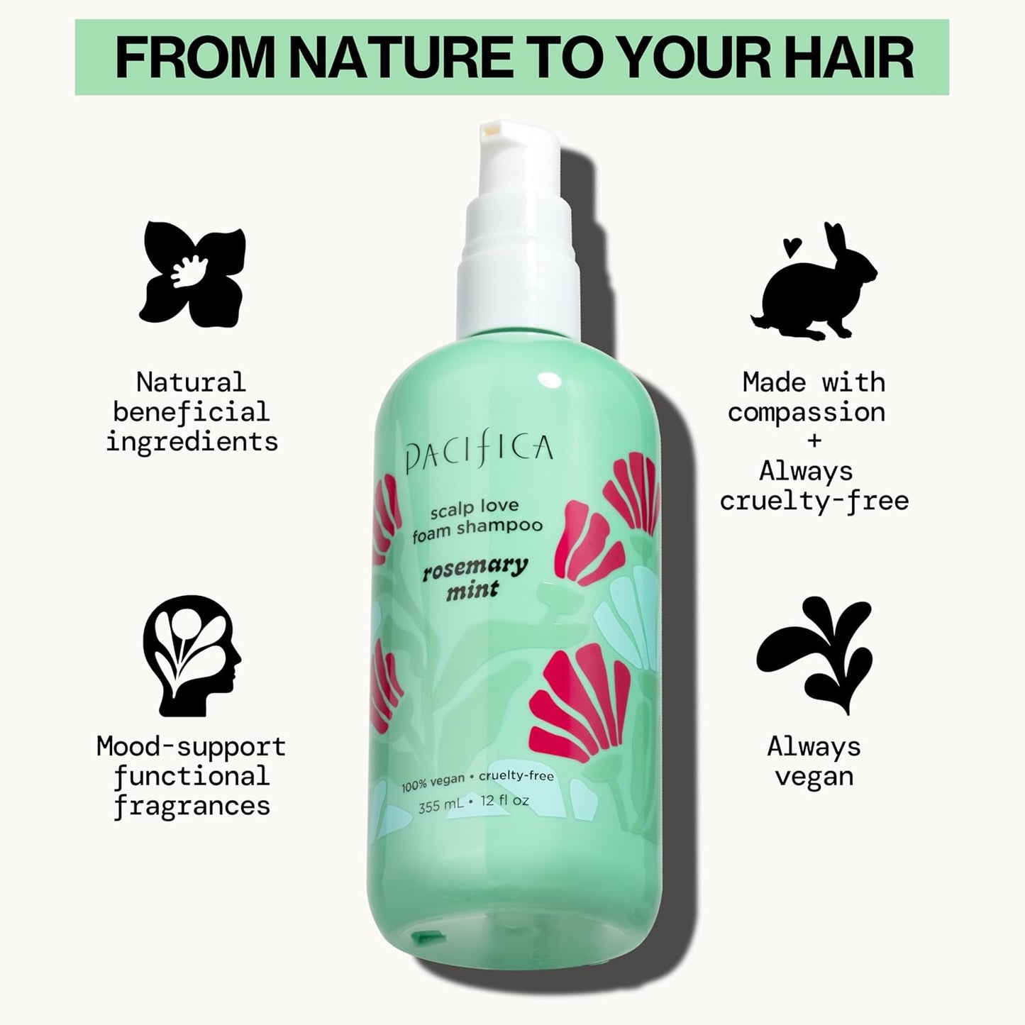 Pacifica Rosemary Mint Scalp Detox Shampoo – Clarifying Shampoo for Dry Flaky Scalp, Removes Buildup & Excess Oil, Invigorating Rosemary + Mint Clean Beauty Vegan Dermatologist Tested