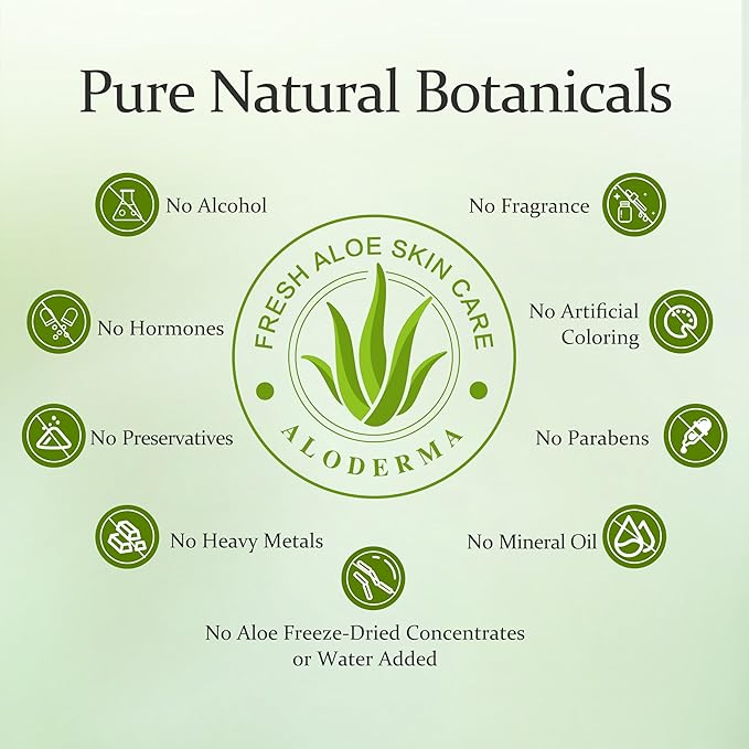 Aloderma Travel Size Soothing Set - 4 Pieces - Cleanser, Cream, Hand Cream, Aloe Vera Gel