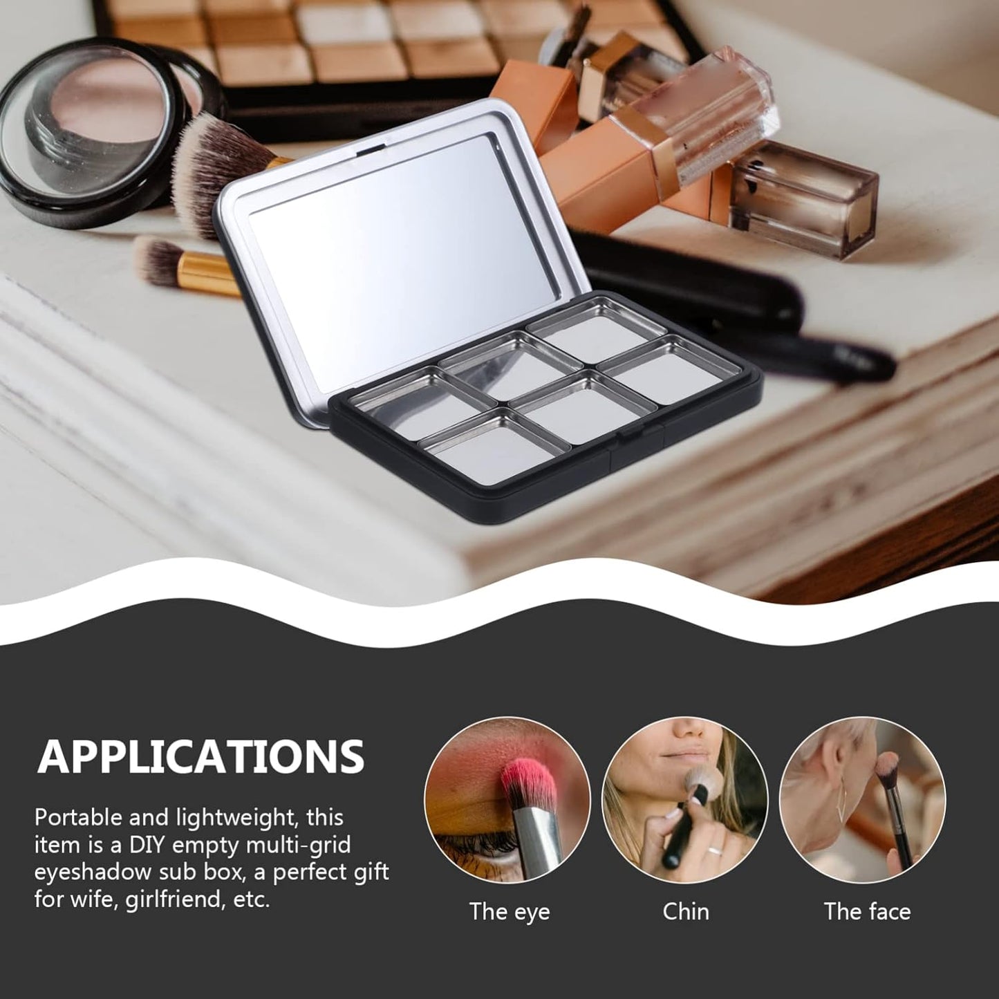 Minkissy Empty Eyeshadow Palette Magnetic Makeup Palette with Mirror Refillable Eyeshadow Palette Empty Lipstick Pallet Empty Eyeshadow Pans for Eyeshadow Lipstick Blush Powder, 2PCS