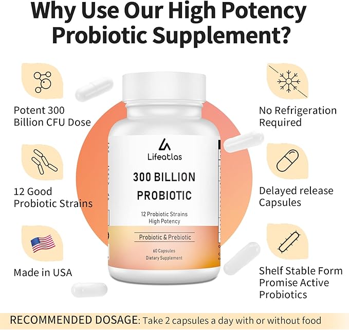 300 Billion CFU Probiotics 12 Probiotic 60 Capsules