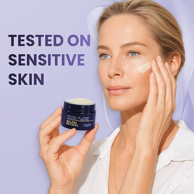 ABERA BELANI Retinol Night Cream For Women, Dark Spot Remover, Melasma Treatment, Reduce Fine Lines, Anti-Wrinkle, Anti-Aging Neck and Décolleté For Face (1 Box + Gift Eyelash Serum)