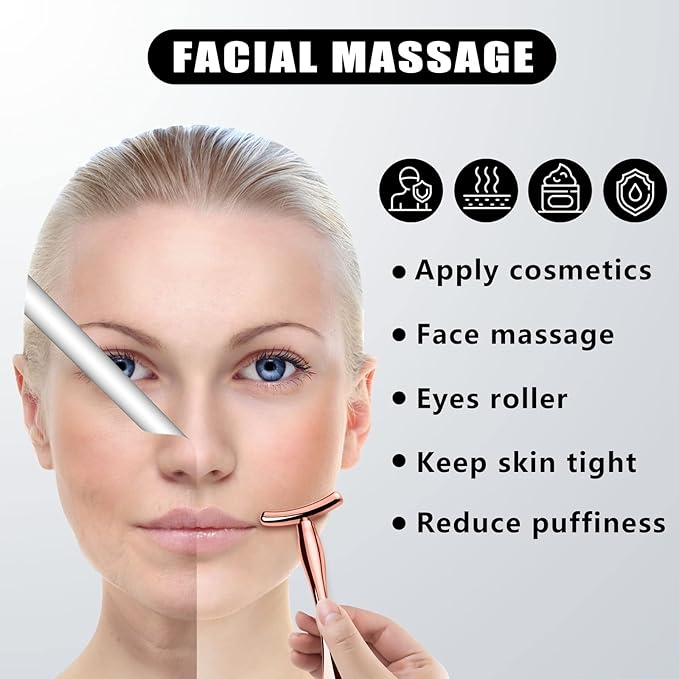 KOIBITO 3 PCAK Cooling Metal Facial Massage Stick, Eye Cream Applicator Wand, Gua Sha Scraping Tool Set, Reduce Puffiness Skin Firming and Lifting (Rose Gold)
