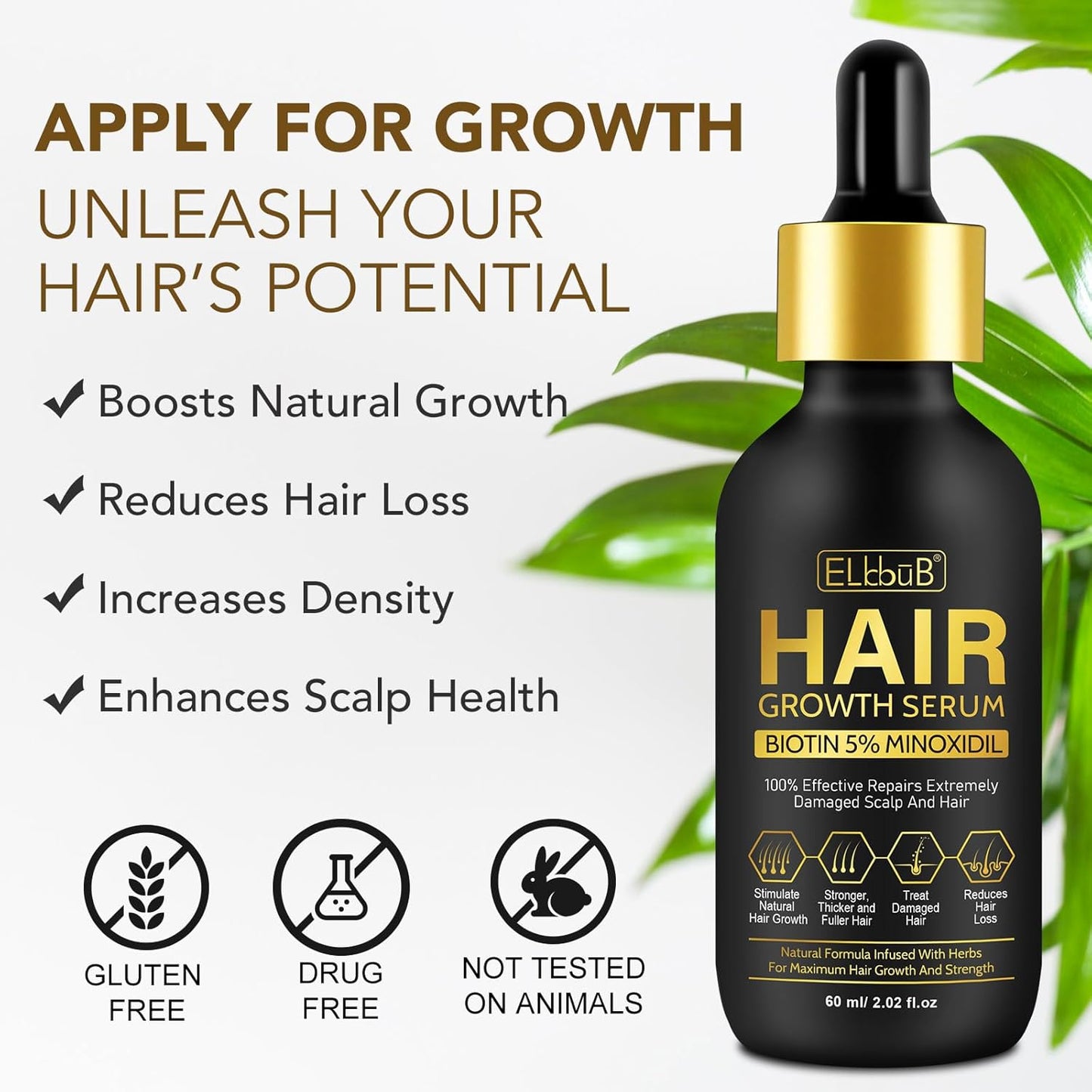 5% Minoxidil Hair Growth Oil with for Men and Women, Natural Scalp Treatment for Thinning Hair, Promotes Thicker, Fuller, and Healthier Hair, Clinically Proven Formula