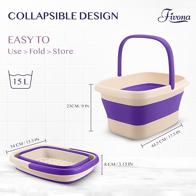 Fivona Foot Care Kit 4 in 1 - Foot Soak Blend with Epsom Salt, Lavender and Essential Oils - Collapsible Foot Soak Basin - 40% Urea Cream for Hard, Dry Skin - Dual Action Foot File