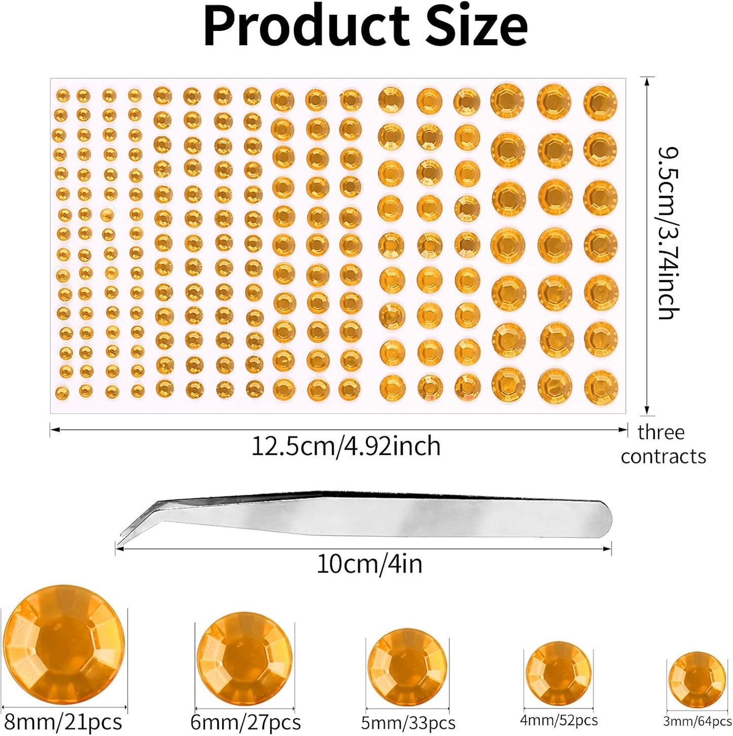 591pcs Face Gems Hair Gems Pearls, Self-Adhesive Face Jewels Eye Rhinestones 3/4/5/6/8 mm Face Gem Stick on, Halloween Makeup Gems Rave Accessories for Face Eyes Body Makeup (12.Gold)