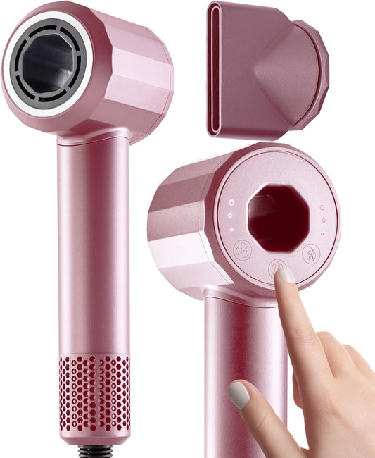 Ionic Hair Dryer Premium Quality, High-Speed Professional Brushless Motor 110,000 RPM, 1600W Power, 9 ft Long Cord and Magnetic Nozzle, Lightweight Blow Dryer, Ultra Quiet Fast Drying (Pink)
