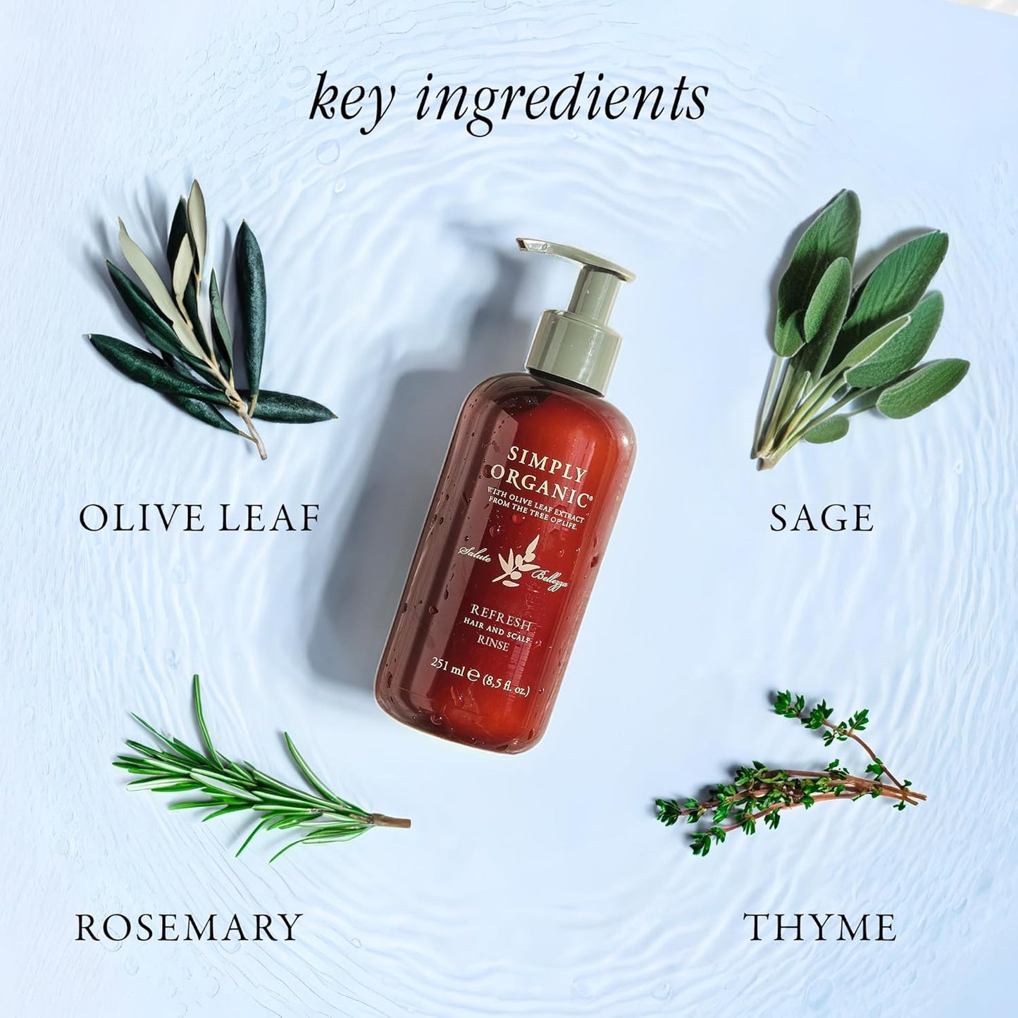 SIMPLY ORGANIC Hair Detox Clarifying Deep Conditioner Scalp Rinse, Made in Italy, All Natural Cruelty Free Hair Care for Women & Men, Rosemary, Sage & Olive Leaf Extract, 8.5 fl oz/251ml, REFRESH