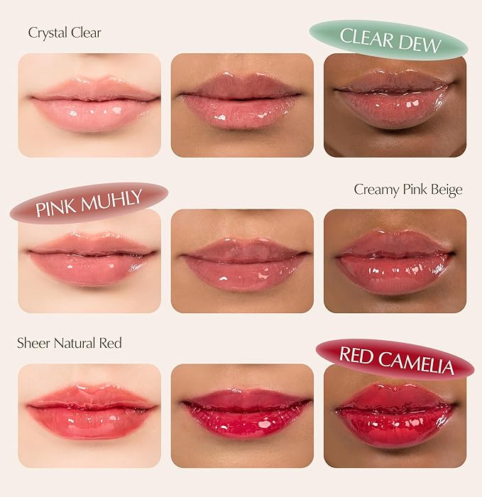 NATURAL LIP OIL - Dohwa Set, Gift Set, Powerful glow lip oil serum - Nourishing & Protecting lip care that naturally brings out own colors with camellia seed oil. 0.14 FL. Oz (Set of 3), Red