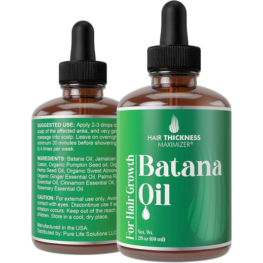 Batana Oil for Hair Growth – Honduran Oil to Strengthen & Hydrate Thinning, Dry Hair for a Healthier-Looking Scalp. For Women & Men – Vegan & Unscented 2oz Serum