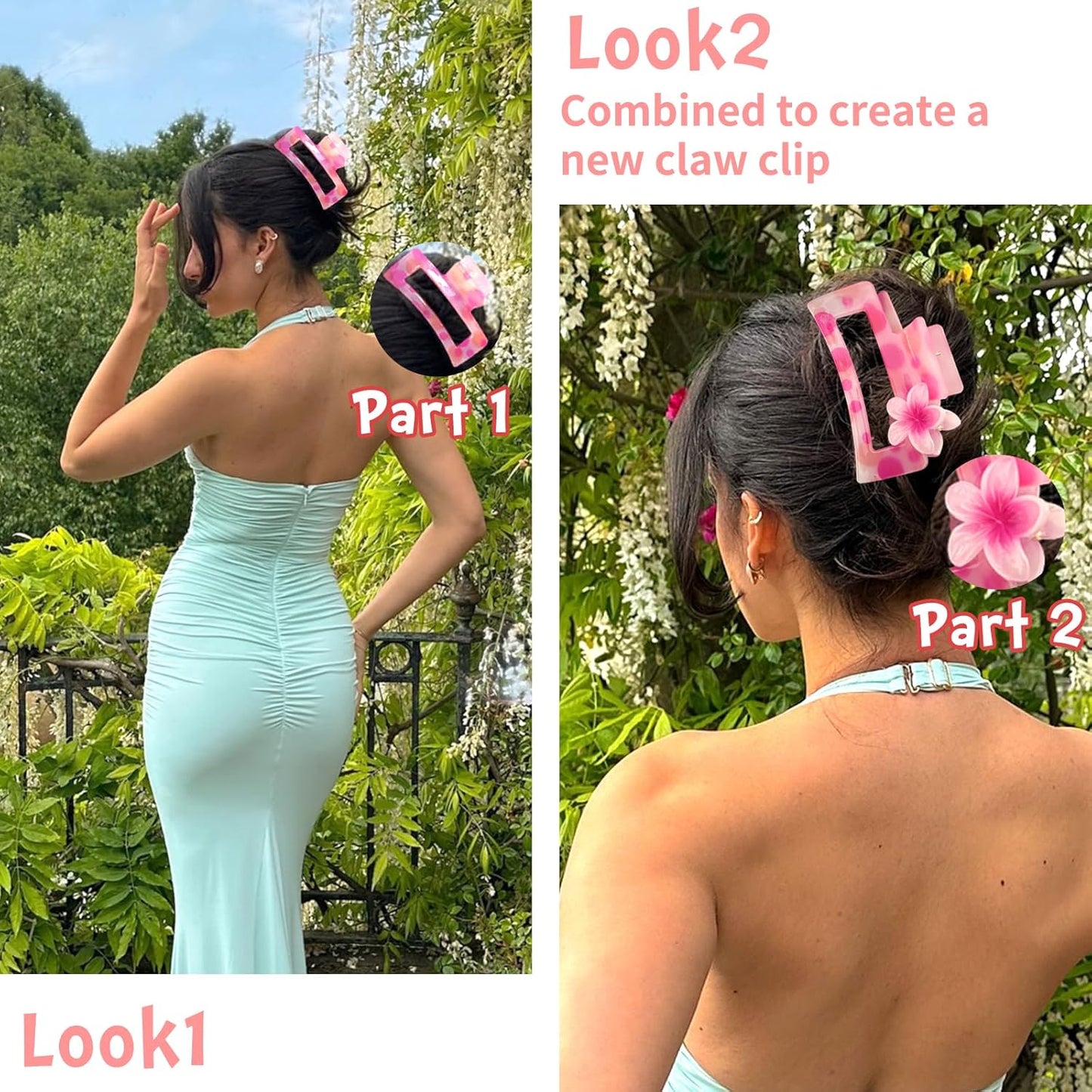 Hair Claw Clips for Women Girls,3PCS Big Claw Clips for Thick Thin Hair Claws,6PCS Small Hawaiian Flower Hair Clups,Cute Womens Hair Accessories,Summer Beach Vacation Essentials (vibrant)