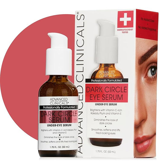 Advanced Clinicals Dark Circle Caffeine Under Eye Serum For Face With Hyaluronic Acid Moisturizer + Peptides | Brightening Vitamin C Serum Helps Improve Look Of Puffy Eye & Fine Lines, 1.75 Fl Oz