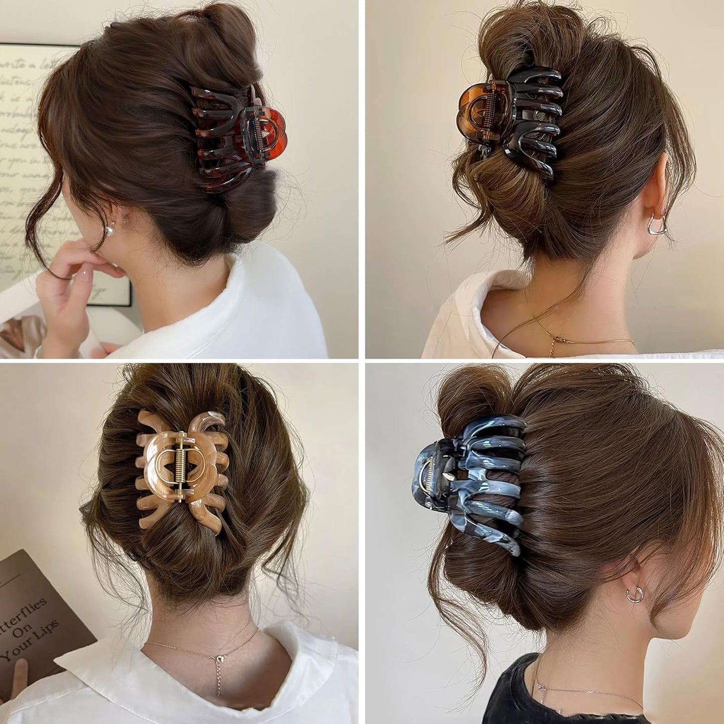 Octopus Hair Claw Clips for Thick Hair 3.6" Large Octopus Claw Clips for Women's Long Hair (2 Pcs, Brown&Dark Red)