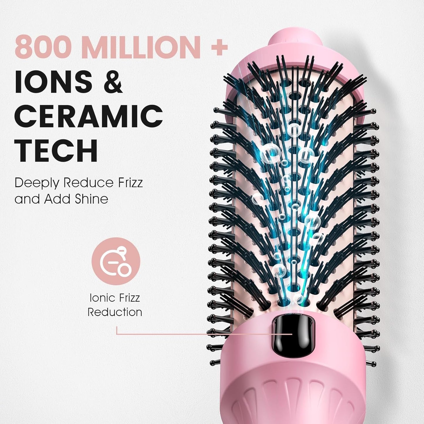 zavarea Thermal Brush, 1.5 Inch Heated Round Brush Stylers, 800M Negative Ions Ceramic for Less Frizz Damage, 4 Temperature Set, Dual Voltage for Travel, Easy Use Boosts Shine, Youthful Pink