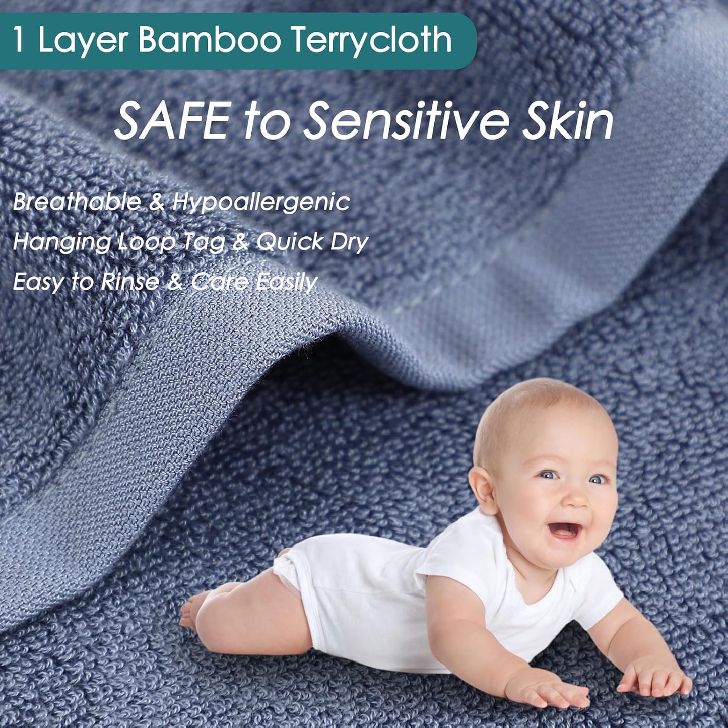 Wash Cloths 12 Pack, Reusable Makeup Remover Towel, Super Soft and Gentle Face Towel for Sensitive Skin, 10x10 inch Small Face Washcloths, Easy to Clean Lint Free Slate Blue Facial Cleansing Cloths