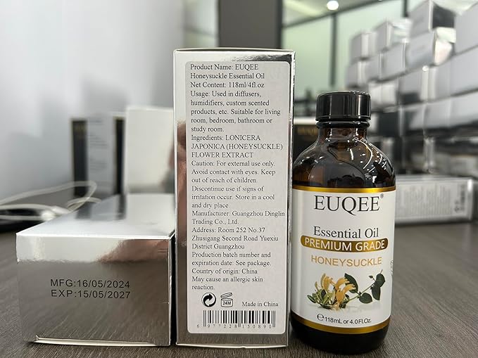 Honeysuckle Essential Oil 118ml Pure Honeysuckle Oil Premium Essential Oil - with Glass Dropper Great for Diffuser, DIY Soap, Candle Making - 4Fl. OZ