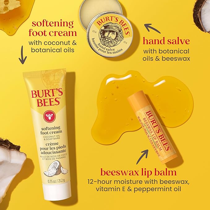Burt's Bees Gift Ideas - Essentials Everyday Set, 5 Travel Size Products - Deep Cleansing Cream, Hand Salve, Body Lotion, Foot Cream and Original Lip Balm