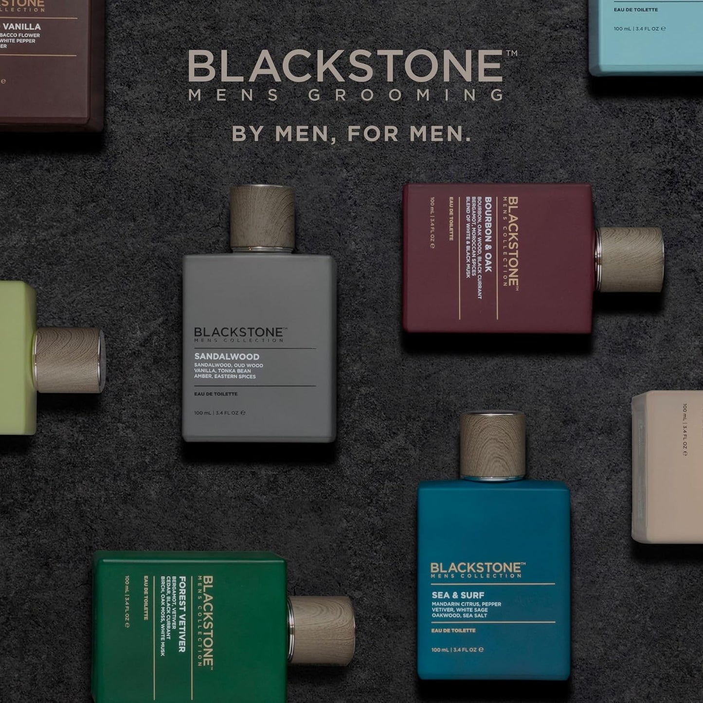 Blackstone Mens Collection Eau de Toilette – Sandalwood | Men's Fragrance, Long Lasting Cologne, with Sandalwood, Oud & Amber | Everyday Fragrance, Travel Size (3.4 Fl Oz)