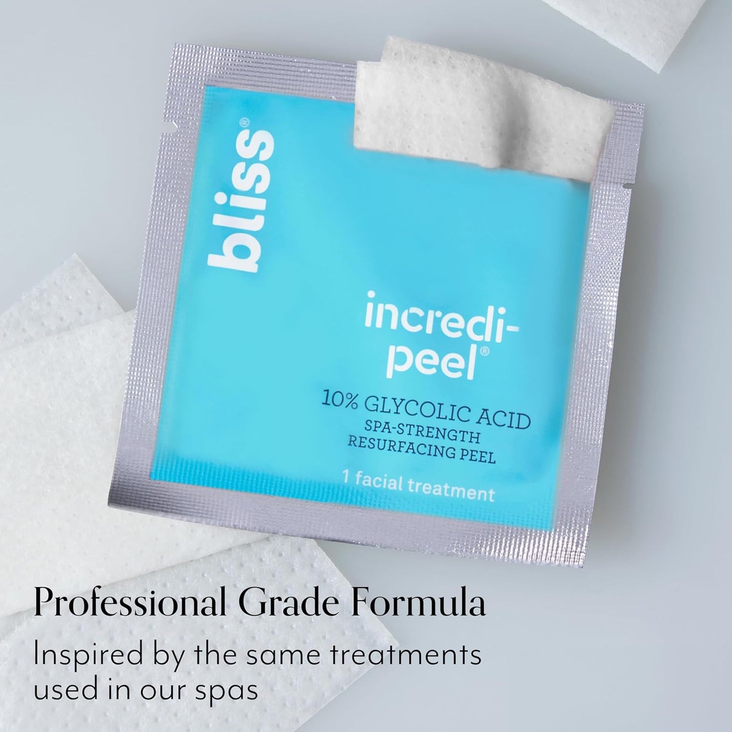 Bliss That's Incredi-Peel Glycolic Resurfacing Facial Pads - 15 ct - Single-Step Pads for Exfoliating and Brightening - Targets Fine Lines and Discoloration - Travel-Friendly - Vegan & Cruelty-Free