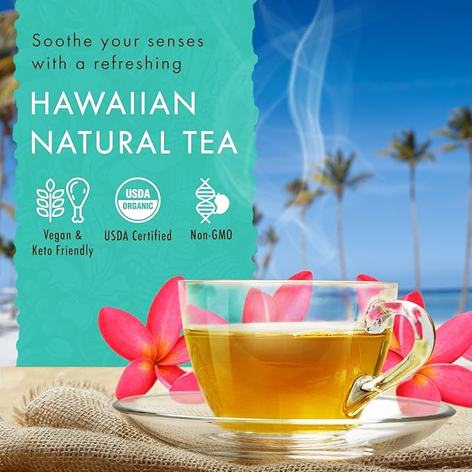 Hawaiian Natural Tea Organic Mamaki Jasmine Green Tea Blend - Antioxidant-Rich, Calming, Wellness Tea for Bedtime, Anxiety & Stress - Gift for Tea Lovers - 120 Tea Bags