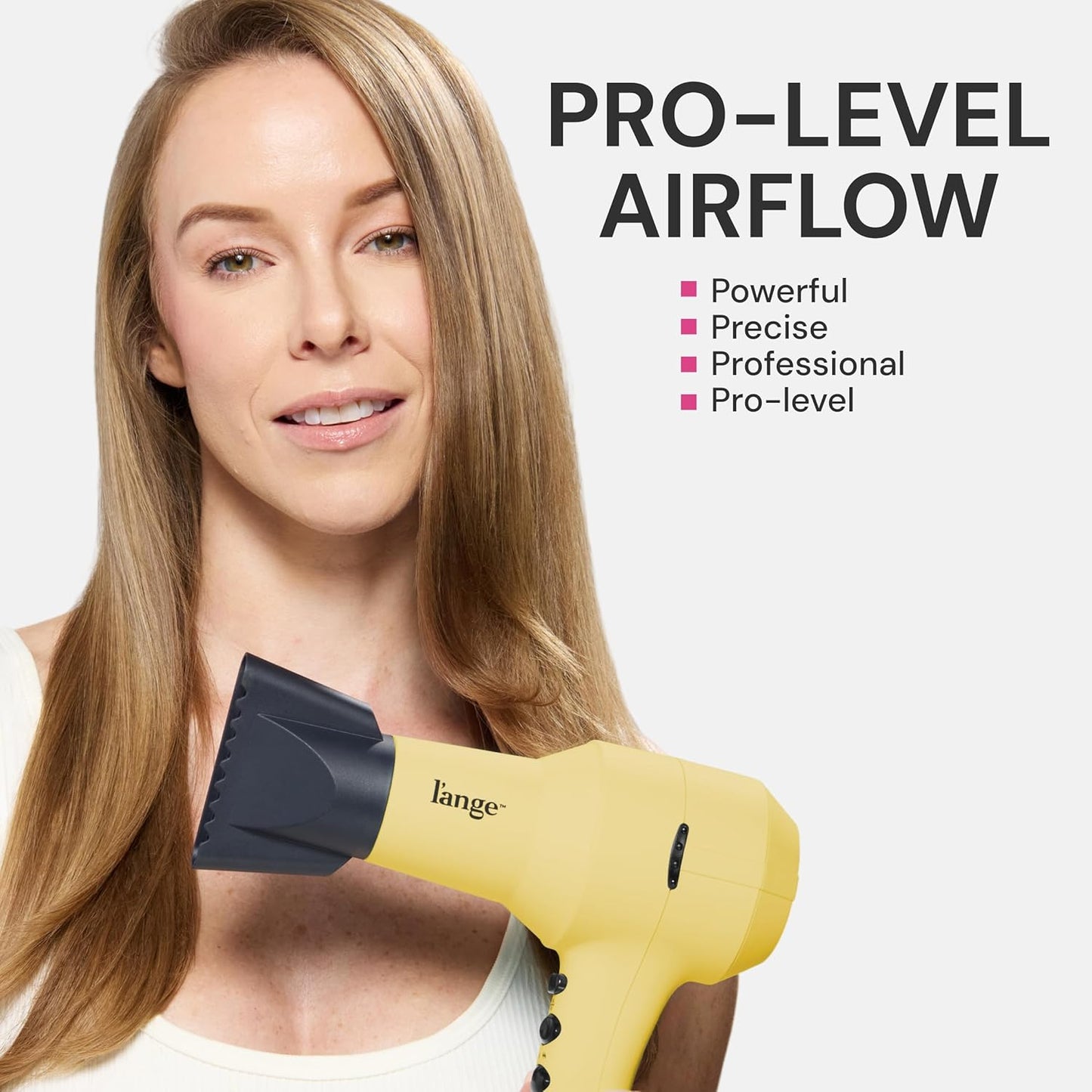 L'ANGE HAIR PowerStyle Ionic Turbo Hair Dryer | 1875W Fast Drying & Precision Styling for Long-Lasting, Frizz-Free Looks | Advanced Ionic Technology Smooths & Shines Hair (Yellow)