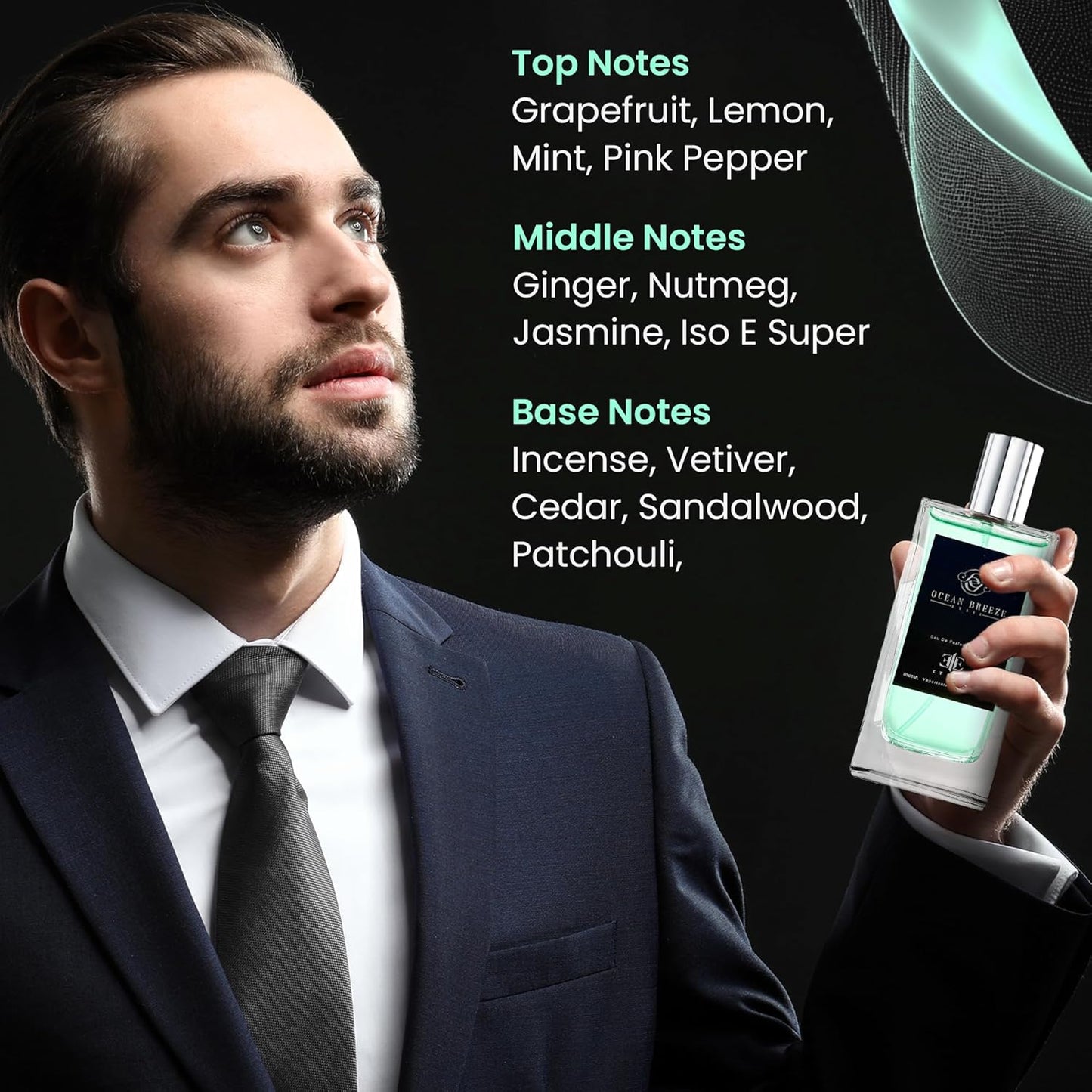 Ocean Breeze Cologne for Men - Fresh Citrusy, Pine-Like Aroma, Deep Earthy Undertones of Cedar, Sandalwood, and White Musk, Long-Lasting Men’s Fragrances – 100 ml