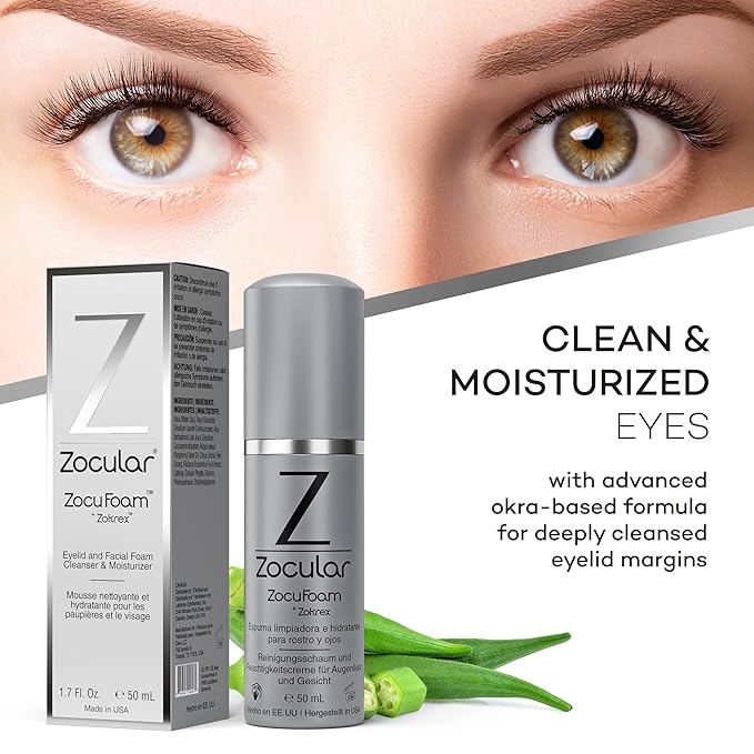 Zocuwipe Eyelid Wipes Eyelid Cleanser and Moisturizer Pads 30ct + Zocufill Elixir Eye Gel and Face Serum + Zocufoam Cleanser Bundle