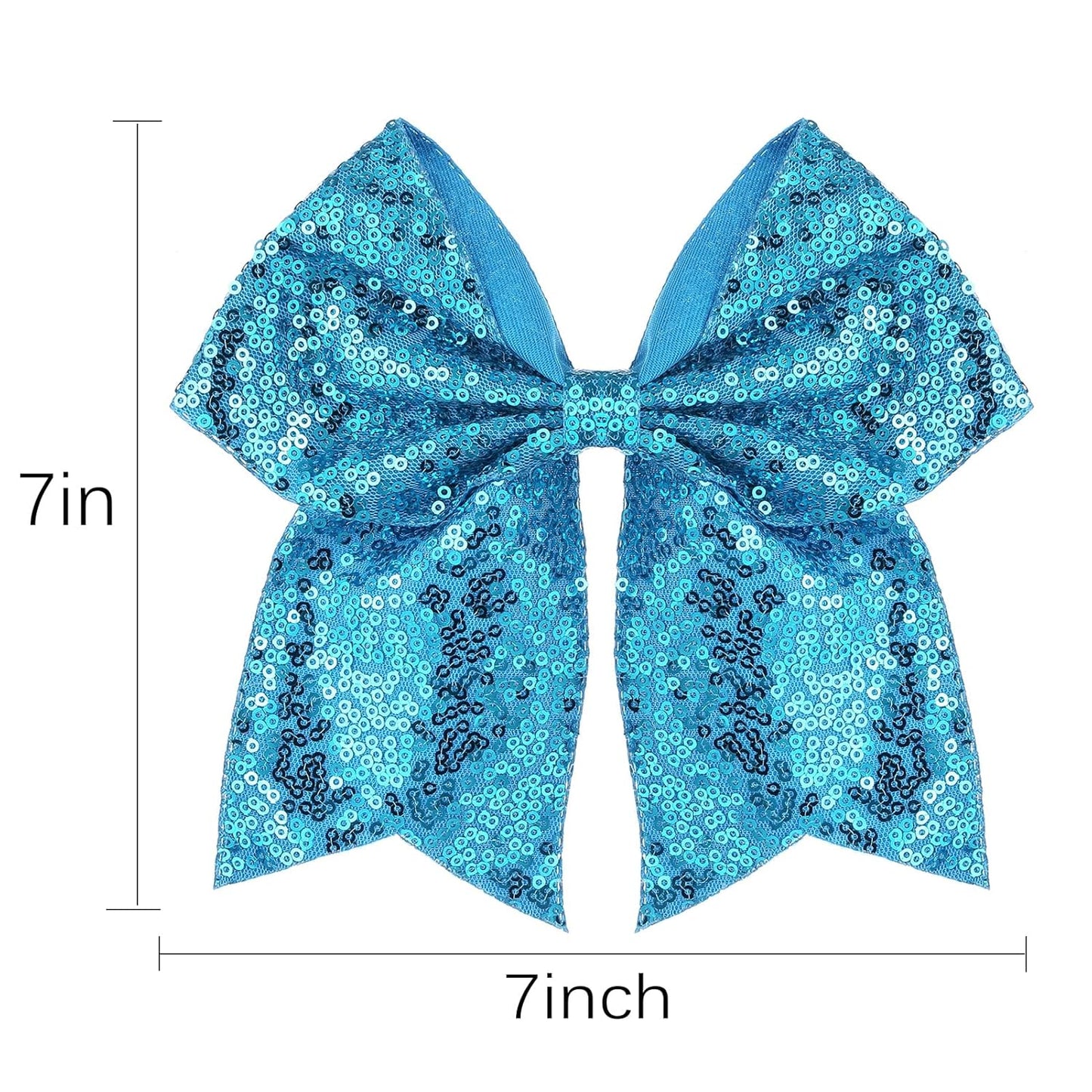 Large Big 7 Inch Glitter Bow Clip Sequin Bling Party Hair Accessories for Women Teens Girls Kids 3 Pcs (Blue, Purple, Black)