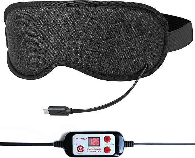 Heated Eye Mask, USB Eye Mask for Dry Eyes with Temperatur 105°F 115°F 125°F, far Infrared Therapy