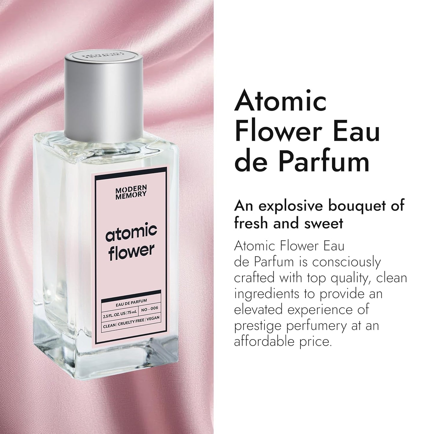 Modern Memory Atomic Flower Eau de Parfum for Women, 2.5 fl oz - Notes of Freesia Petals, Pink Rose & Vanilla