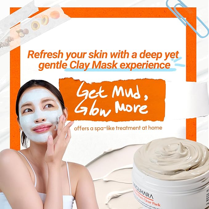 Refining Pore Clear Pack | Clay Face Mask | Pore Cleanser | Wash Off Mask Type | Hydrating Facial Mask for All Skin Types | Korean Beauty Skincare Product (150g/5.29 Oz.)