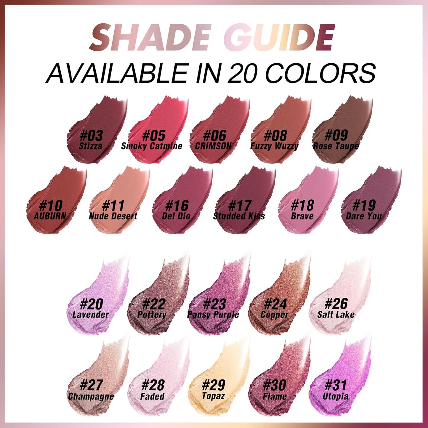 FOCALLURE Ultra Chic Metallic Lipstick,Rich Vitamin E Lip Crayon,Lightweight Shinning Color without Drying or Fading,Long Lasting Lips Makeup,#20 Lavender