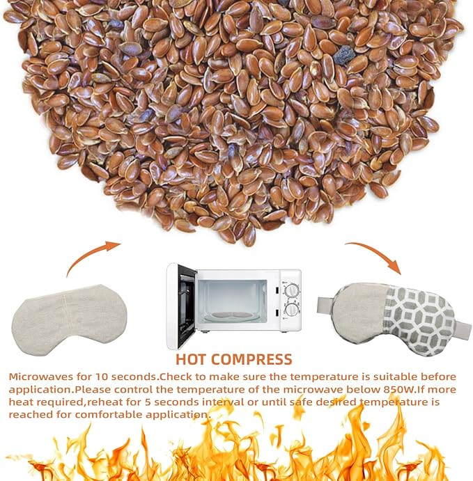 ZNÖCUETÖD Bundle of Cooling Face Mask Ice Face Mask for Puffy Face and Microwaveable Heat Eye Mask for Dry Eyes, Puffy Eyes with Lavender & Flaxseed