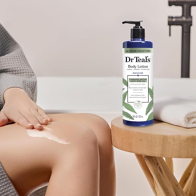 Dr Teal's Body Lotion, Cannabis Sativa Hemp Seed Oil & Essential Oils, 18 oz (Pack of 3)