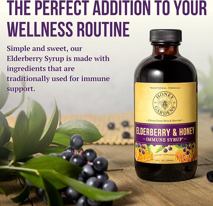Honey Gardens Elderberry Syrup with Apitherapy 8 fl.