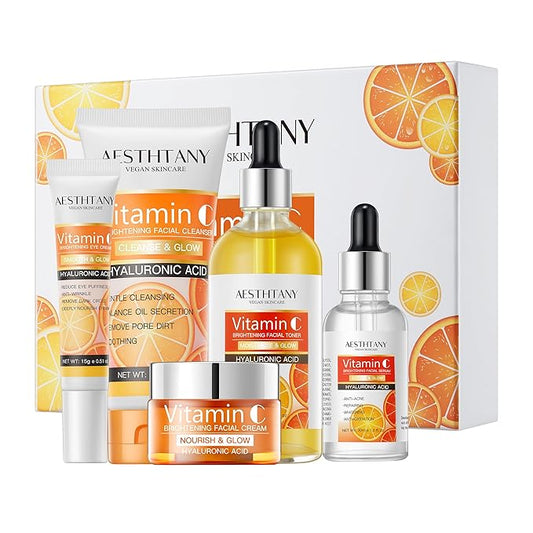 Vitamin C Skin Care Set Moisturizing Hyaluronic Acid Skin Care Kit 5PCS For Women Beauty Set Gift Set