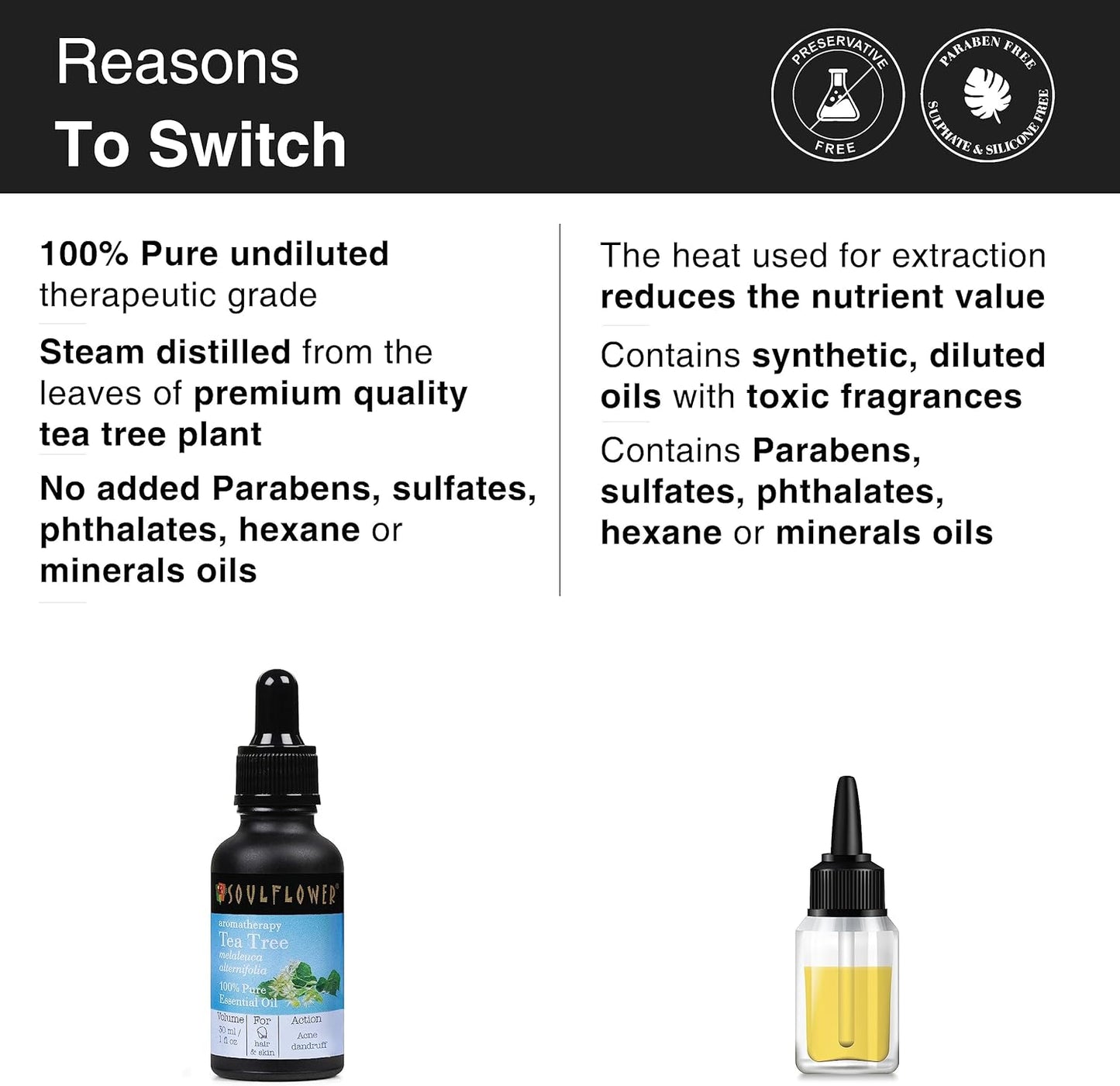 Soulflower Organic Tea Tree Essential Oil for Oily Skin & Itchy Scalp - Melaleuca Alternifolia - 100% Pure, Natural, Vegan, Cruelty Free, Aromatherapy, Diffusion, 30ml / 1 fl oz